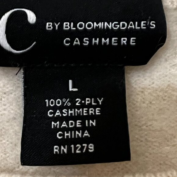 Bloomingdale’s Cashmere Sweater Women L Beige 100% 2-Ply Crewneck Soft Luxury - Picture 3 of 6